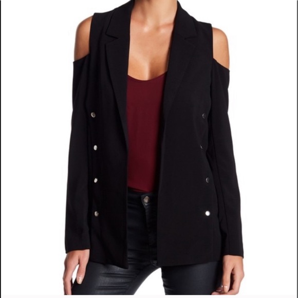 RomeoJuliet Couture OpenFront Cold Shoulder Jacket - Picture 2 of 5